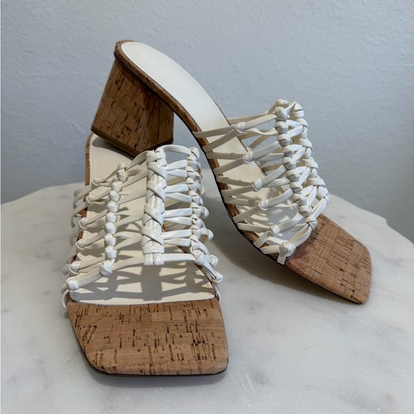 Marc Fisher White and Cork Woven Sandals NIB size 11 - Picture 3 of 7